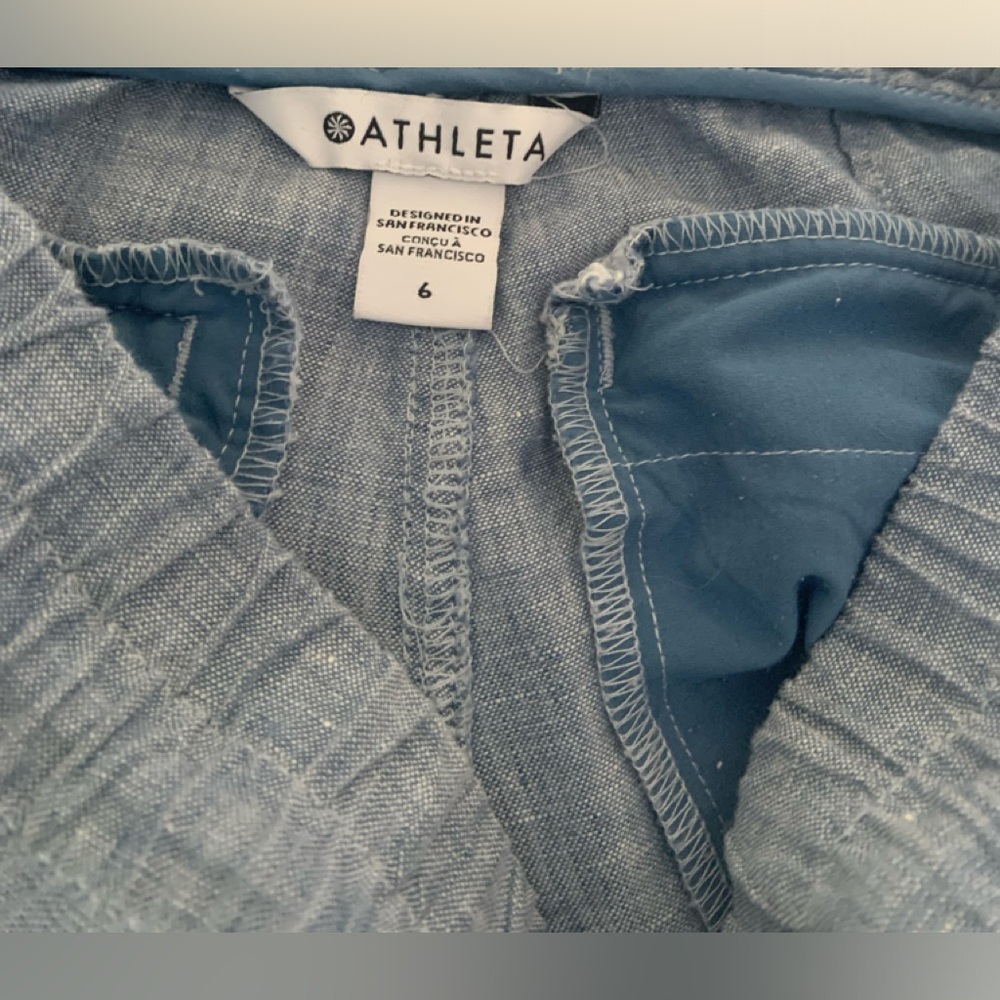 Athleta Cabo Linen Joggers in Indigo Chambray Sz 6